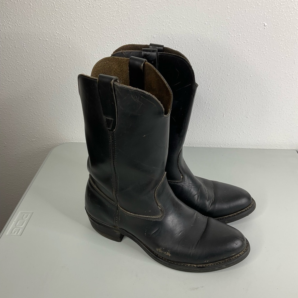 Vulcan Mens Black Leather Boots‎ Oil Resistant Size 7.5